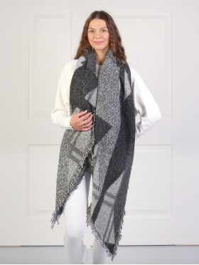 Asymmetrical Abstract Patterned Scarf 